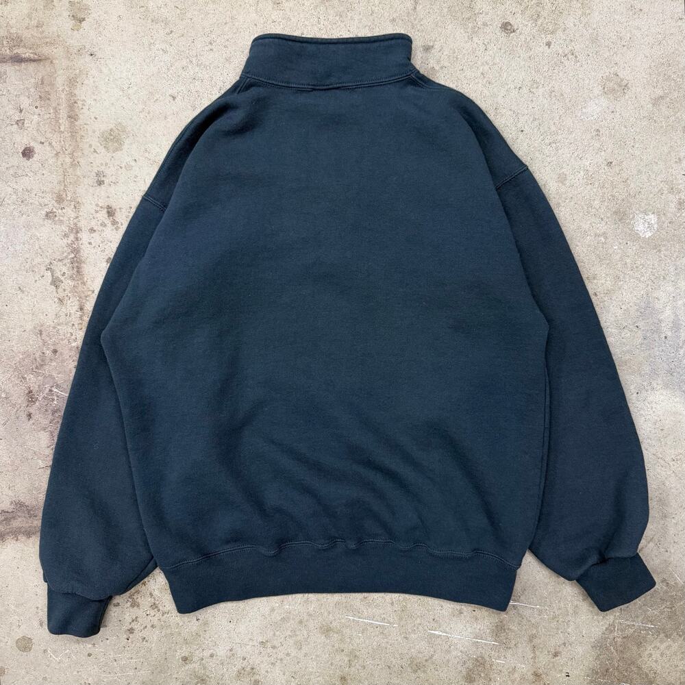 Vintage 90s Russell Athletic Quarter Zip Sweatshirt USA Made Dark Teal Green L - Picture 7 of 9